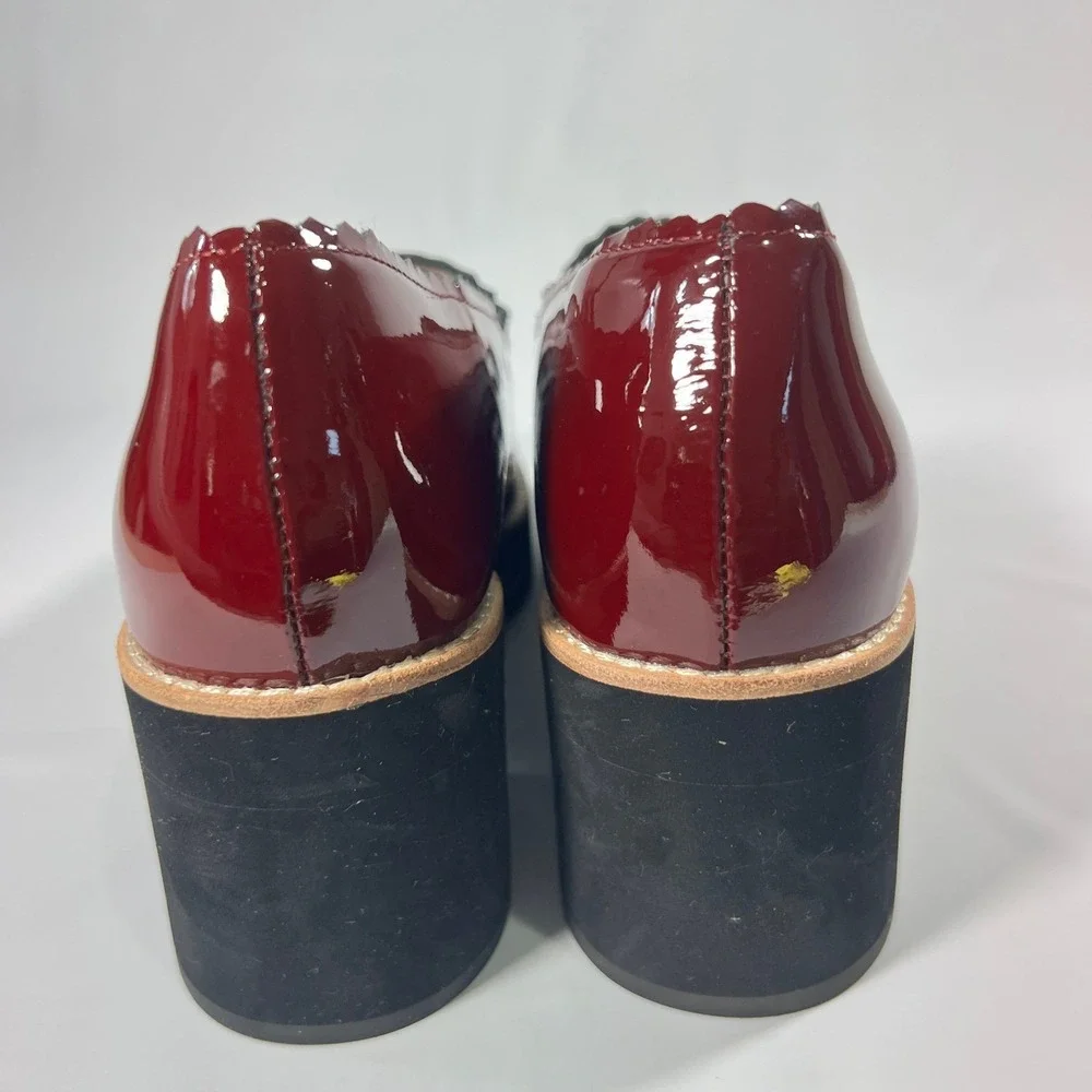 Eileen Fisher Harria Platform Loafers ‎ Scalloped Patent Leather Trim Mens 9.5M